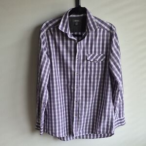 Keneth Cole REACTION Purple Checkered Men's Shirt